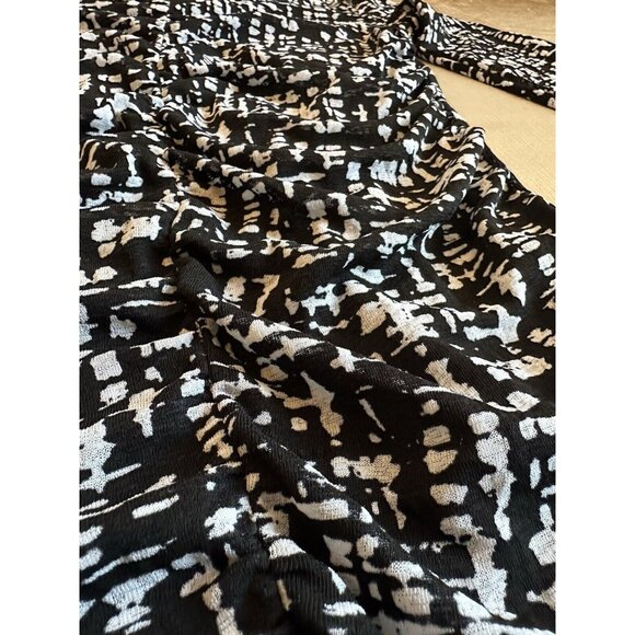 Coldwater Creek Size‎ XS 4/6 Black White Geometric Print 3/4 Sleeve Stretch Ruch - Picture 9 of 9